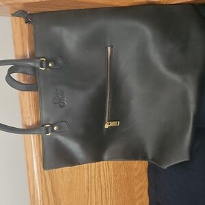 Sseko Black Leather Tote Bag